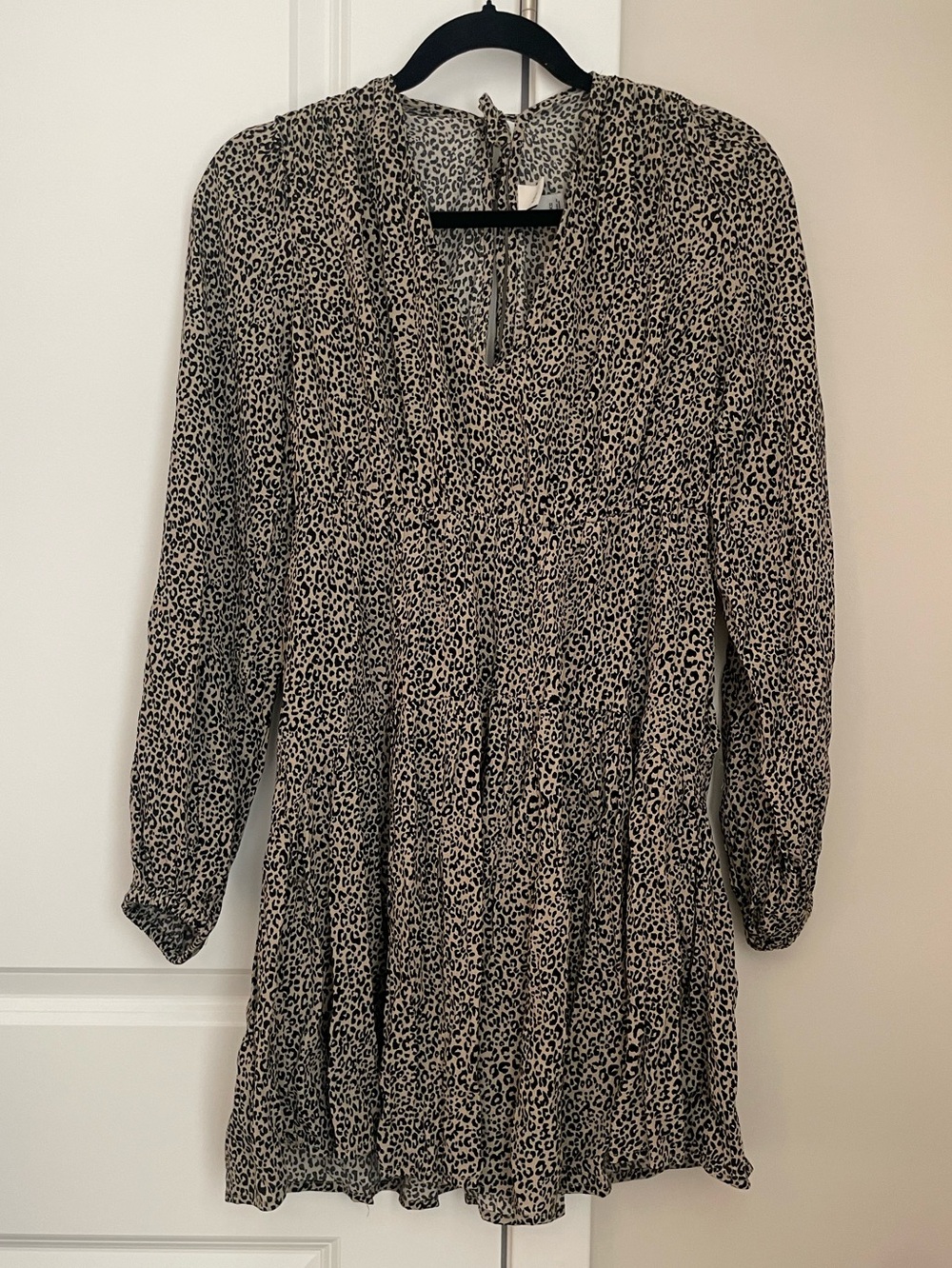 A‎ New Day Women’s Balloon Long Sleeve Mini A-line Dress Cheetah Print XS